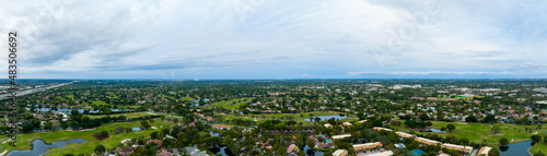 Aerial panorama of neighborhoods in Plantation Florida USA photo