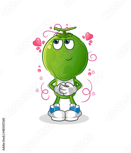 green coconut head cartoon shy vector. cartoon character
