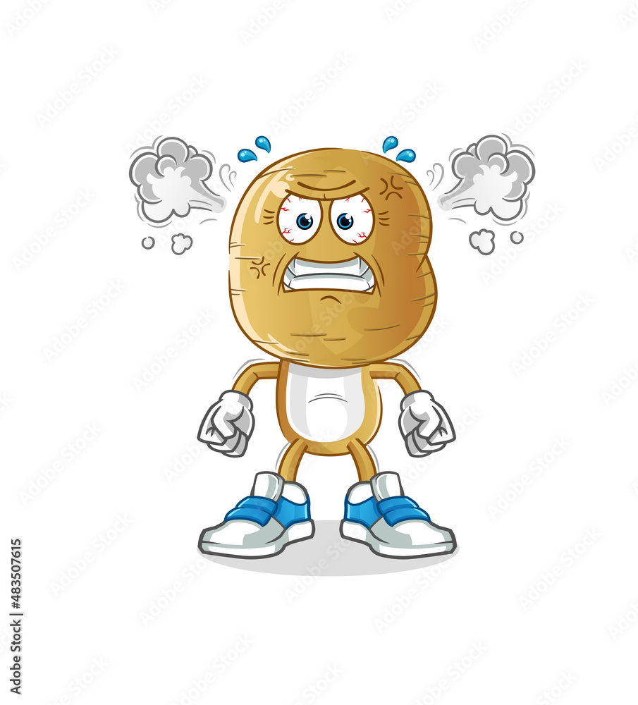 potato head cartoon very angry mascot. cartoon vector