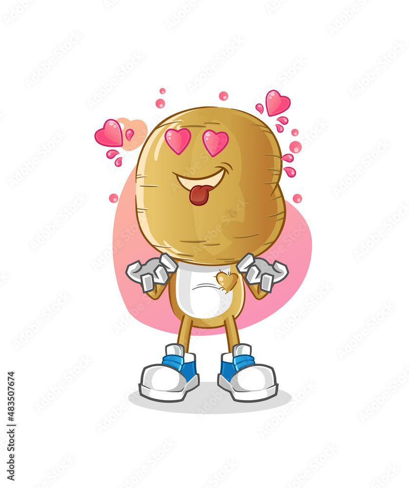 potato head cartoon fallin love vector. cartoon character potato head cartoon fallin love vector. cartoon character