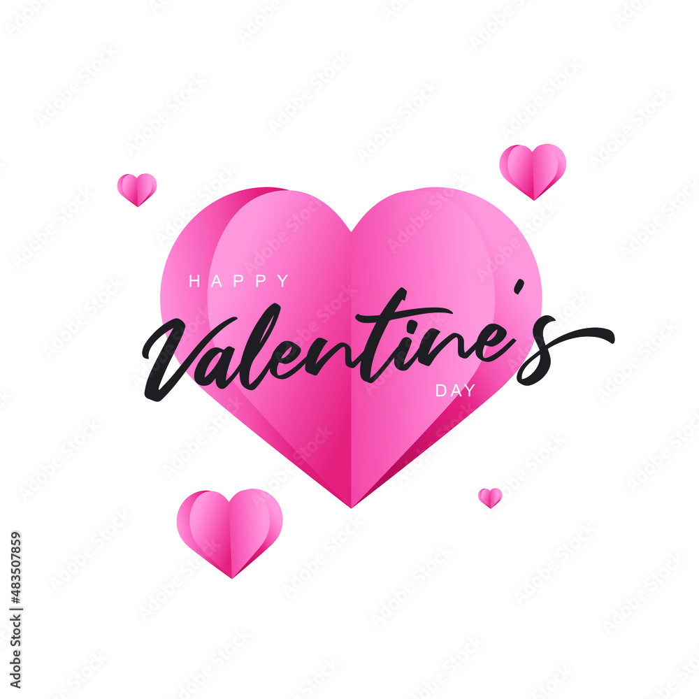 Happy Valentine's Day. a vector illustration of the sweet pink element decorated with text. a template to celebrate a special moment. a graphic for print, social media posts, banners, etc.