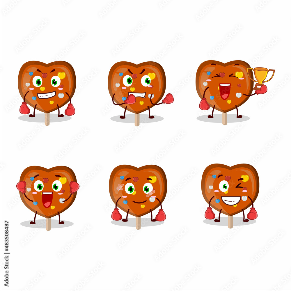 A sporty orange lolipop love boxing athlete cartoon mascot design A sporty orange lolipop love boxing athlete cartoon mascot design