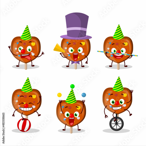 Cartoon character of orange lolipop love with various circus shows