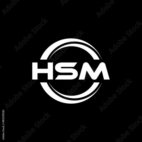 HSM letter logo design with black background in illustrator, vector logo modern alphabet font overlap style. calligraphy designs for logo, Poster, Invitation, etc. photo