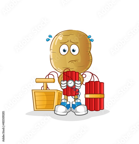 potato head cartoon holding dynamite character. cartoon vector