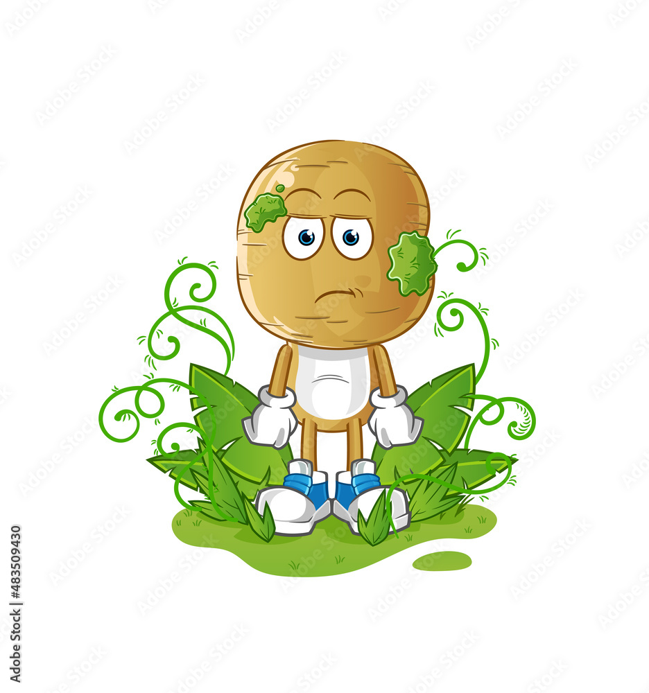 potato head cartoon waiting too long mascot. cartoon vector potato head cartoon waiting too long mascot. cartoon vector
