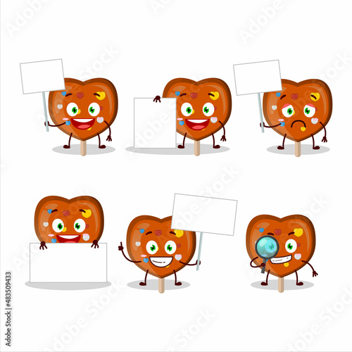Orange lolipop love cartoon character bring information board