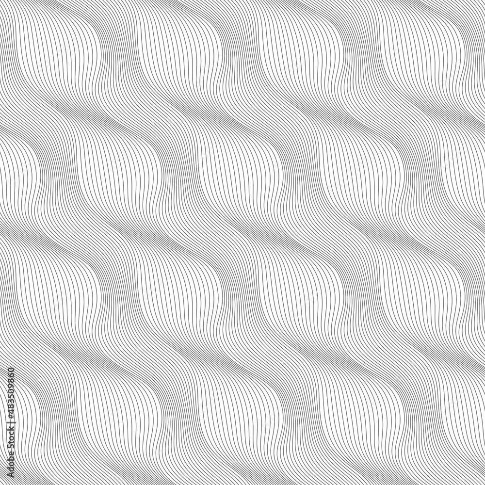 Abstract Grey Curve Line Vector Seamless Pattern Design
