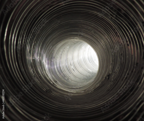 Aluminium tube from the inside close up