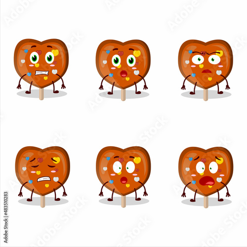 Character cartoon of orange lolipop love with scared expression