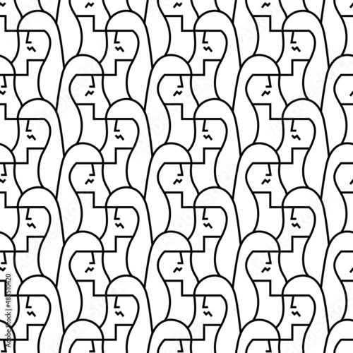 Woman bang hairstyle seamless pattern