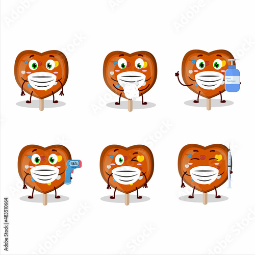 A picture of orange lolipop love cartoon design style keep staying healthy during a pandemic