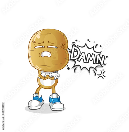 potato head cartoon very pissed off illustration. character vector