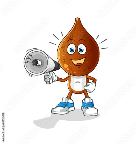 snake fruit head cartoon holding hand loudspeakers vector. cartoon character