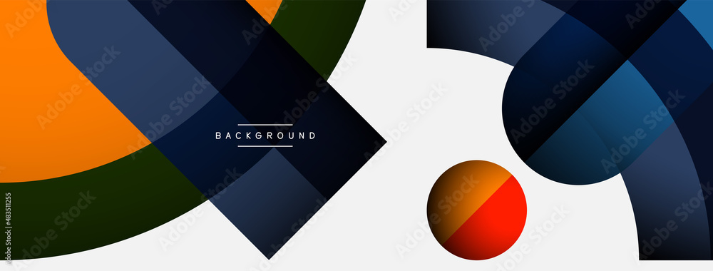 Geometric abstract background. Round shapes, circles, lines composition for wallpaper banner background or landing page Geometric abstract background. Round shapes, circles, lines composition for wallpaper banner background or landing page