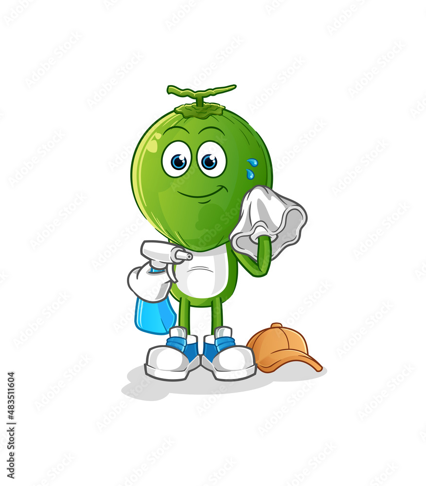 green coconut head cartoon cleaner vector. cartoon character green coconut head cartoon cleaner vector. cartoon character