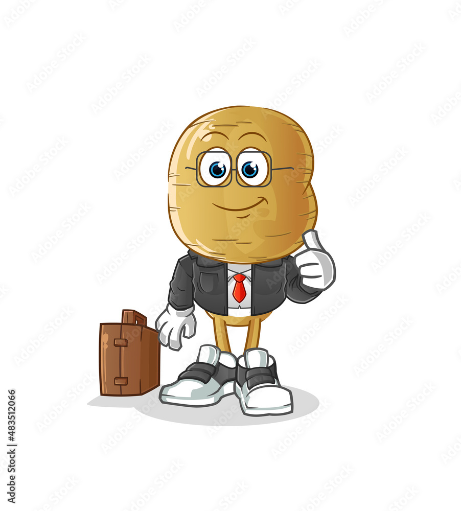 potato head cartoon office worker mascot. cartoon vector potato head cartoon office worker mascot. cartoon vector