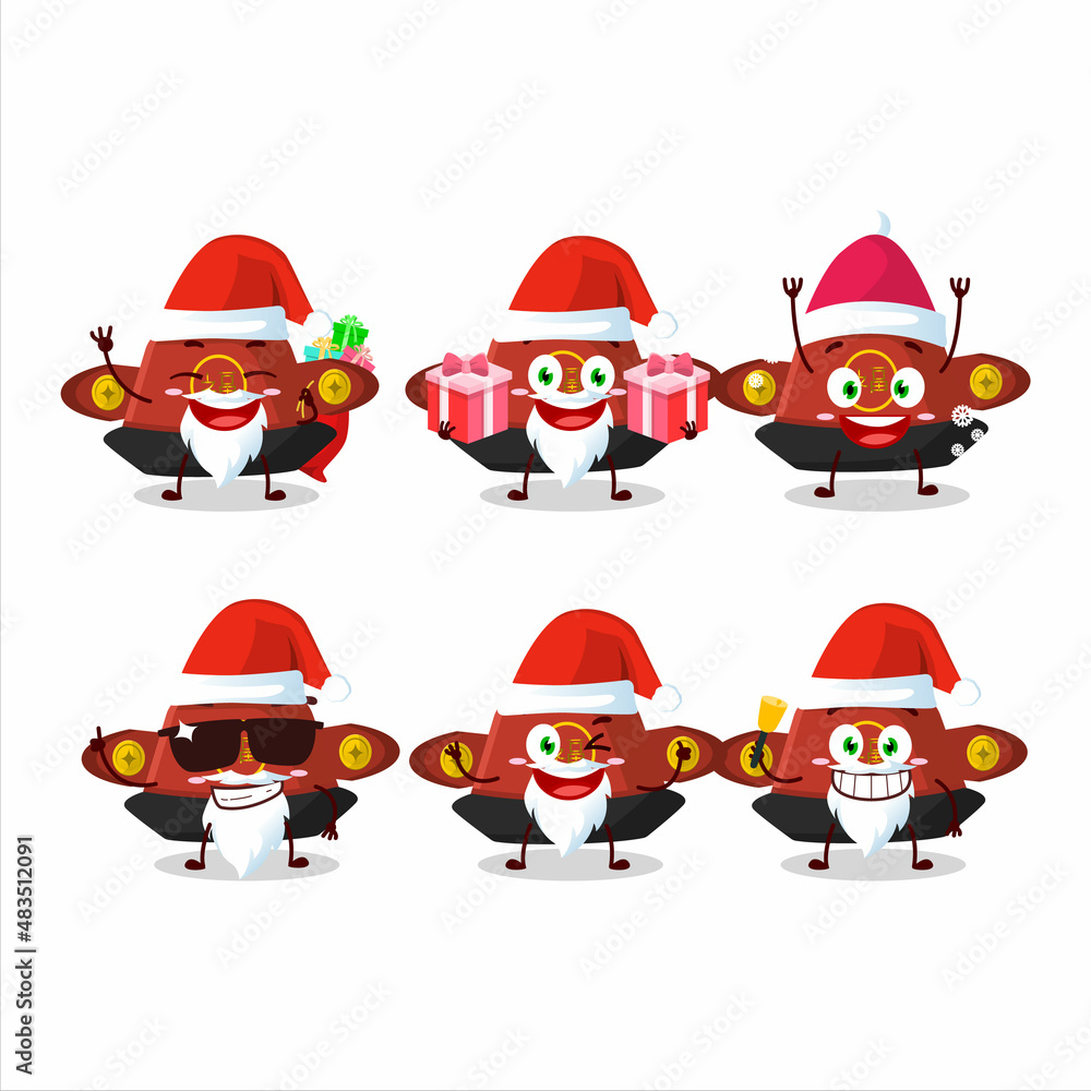 Santa Claus emoticons with red chinese hat cartoon character