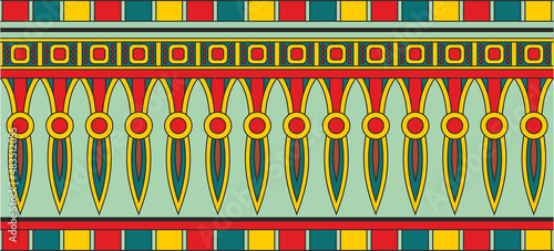 Vector colorful seamless Egyptian border. Endless Ornaments of Ancient Egypt. Geometric African frame.

