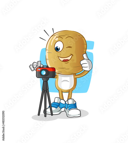 potato head cartoon photographer character. cartoon vector