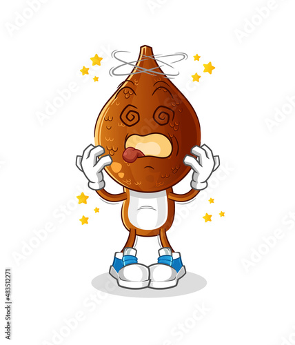 snake fruit head cartoon dizzy mascot. cartoon vector