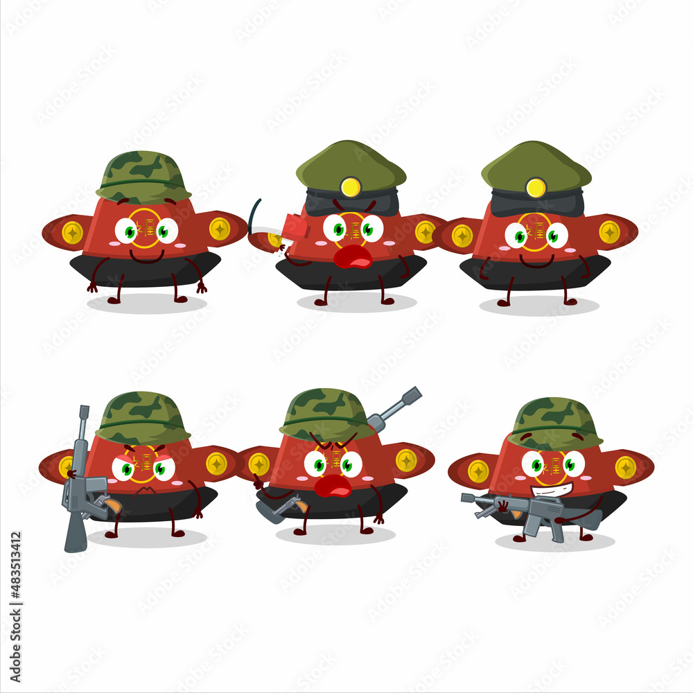 A charming soldier red chinese hat cartoon picture bring a gun machine A charming soldier red chinese hat cartoon picture bring a gun machine