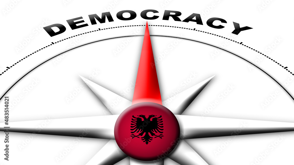 Albania Globe Sphere Flag and Compass Concept Democracy Titles – 3D Illustration Albania Globe Sphere Flag and Compass Concept Democracy Titles – 3D Illustration