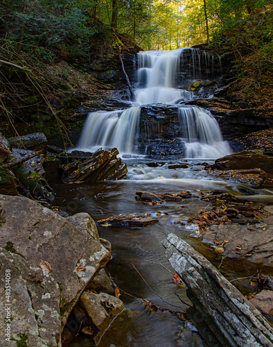 A beautiful view of Tuscarora Falls at Ricketts Glen State Park, Pennsylvania, United States photo