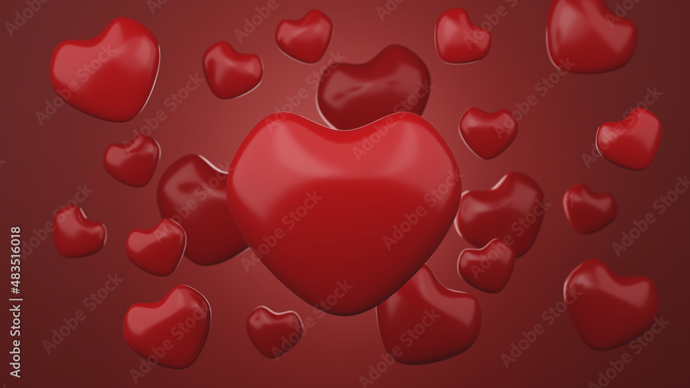 Valentine's day background with hearts.3d rendering