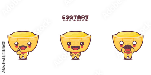 vector egg tart cartoon mascot, with different expressions