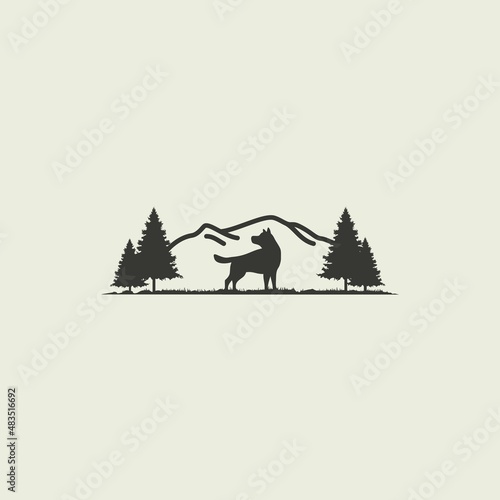dog and mountain vector