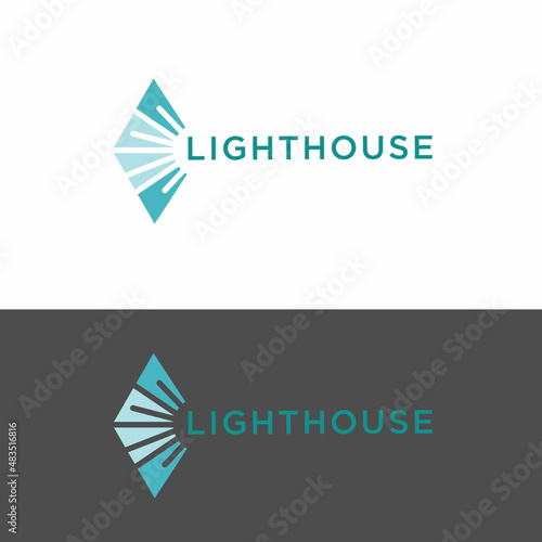 Abstract light beam of lighthouse logo design