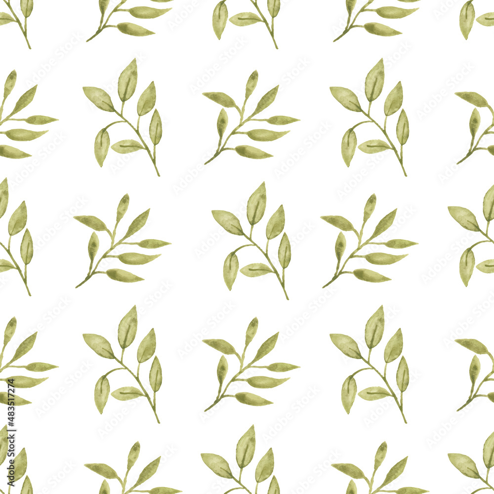 Watercolor leaf seamless pattern Watercolor leaf seamless pattern