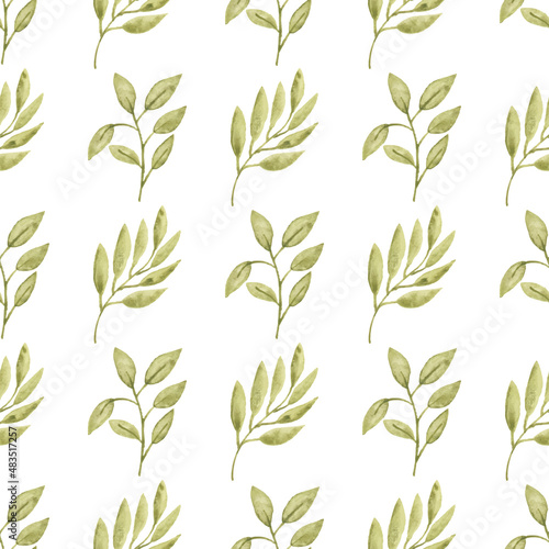 Watercolor leaf seamless pattern