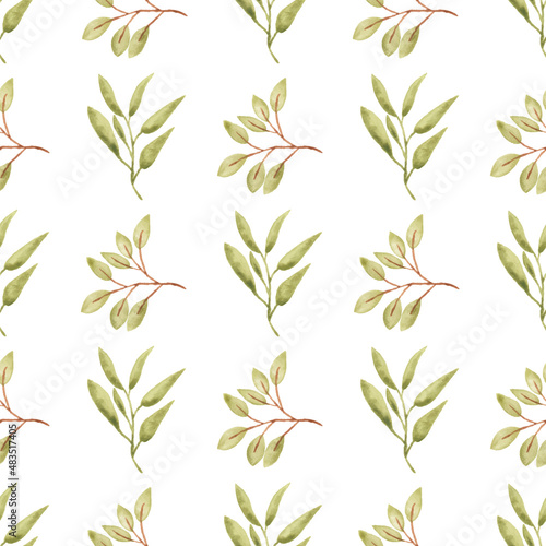 Watercolor leaf seamless pattern