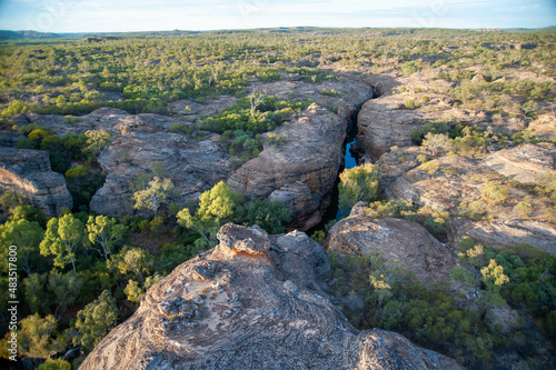 Aerial view of the sandstone escarpment near the Robertson river and Cobbold Gorge North Queensland, Australia. photo