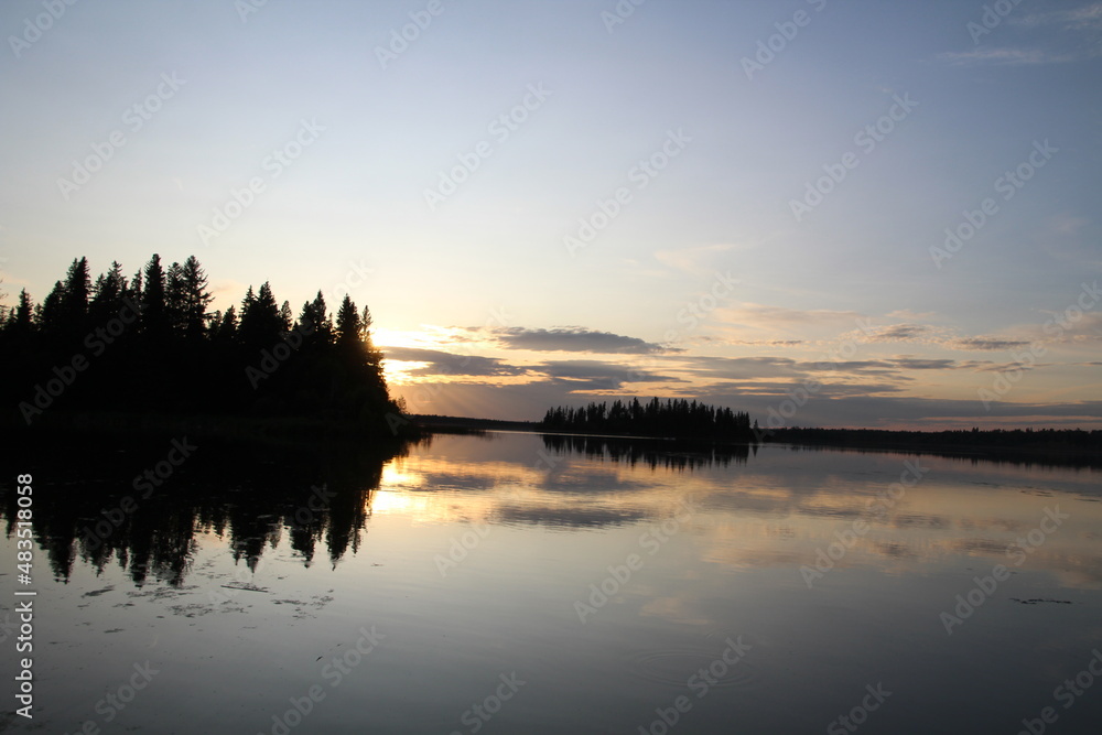 Sunset Colors On Lake, Elk Island National Park, Alberta