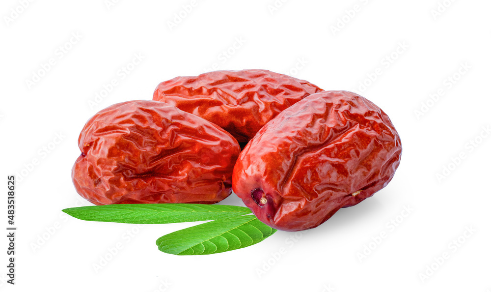 Dried red date or Chinese jujube on white background. Dried red date or Chinese jujube on white background.