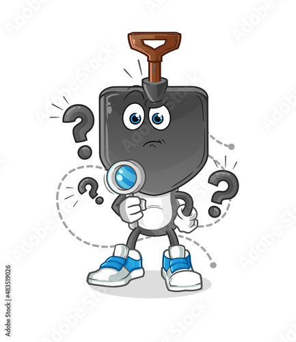 shovel head cartoon searching illustration. character vector