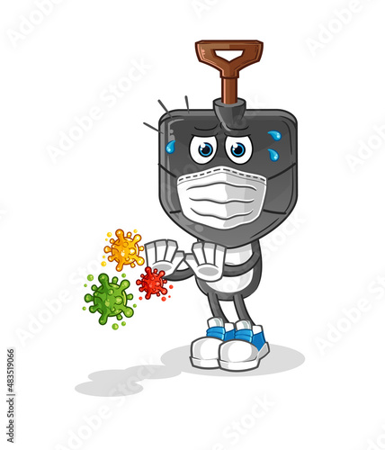 shovel head cartoon refuse viruses. cartoon mascot vector