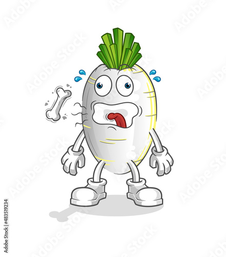 white radish burp mascot. cartoon vector