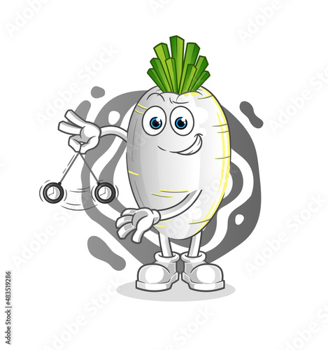 white radish hypnotizing cartoon. cartoon mascot vector