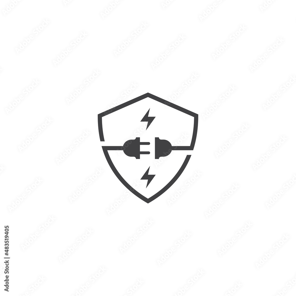 Electricity plug protect, plug shield. Vector icon logo template Electricity plug protect, plug shield. Vector icon logo template