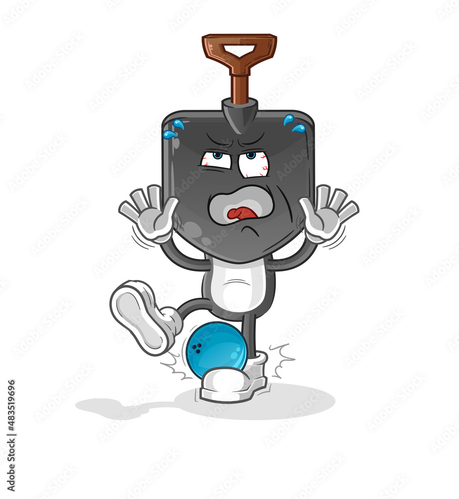 shovel head cartoon hiten by bowling. cartoon mascot vector shovel head cartoon hiten by bowling. cartoon mascot vector