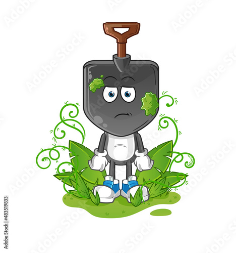 shovel head cartoon waiting too long mascot. cartoon vector