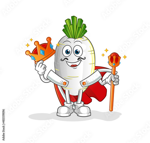 white radish king vector. cartoon character