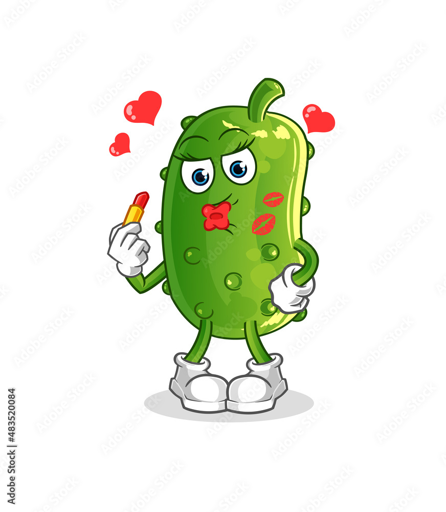 cucumber make up mascot. cartoon vector cucumber make up mascot. cartoon vector