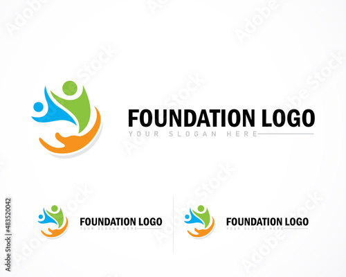 foundation logo creative people care abstract design concept