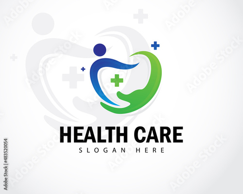 health care logo creative heart hand people abstract sign symbol