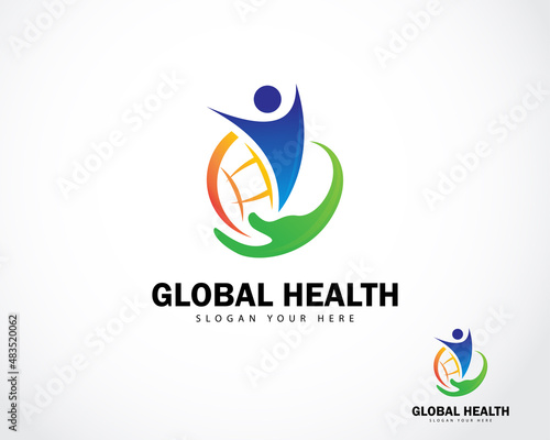 global health logo creative design concept health care medical sign symbol icon vector